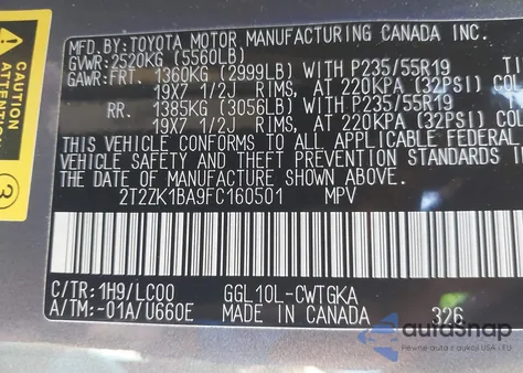 2015 Lexus Rx 350 из США, поврежденный, VIN 2T2ZK1BA9FC160501